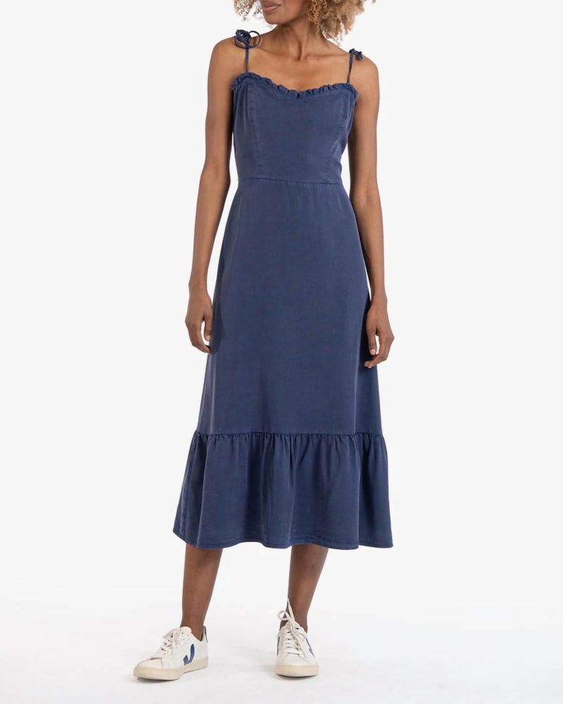 Front of a model wearing a size XL Meriah Sundress In Navy in Navy by Kut From The Kloth. | dia_product_style_image_id:345527